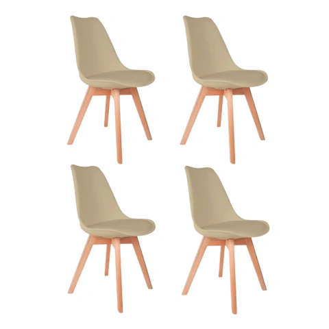 Kit 4 Cadeiras Saarinen Tiffany Polipropileno Nude Wood