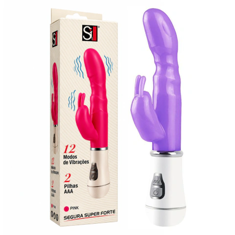 VIBRADOR PONTO G E CLITÓRIS COM 12 MODOS DE VIBRAÇÕES DUPLO MOTOR JELLY ROXO