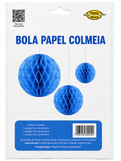 BOLA PAPEL COLMEIA 15CM,20CM,30CM - AZUL