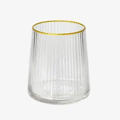 Conjunto 4 Copos de Vidro Canelado com Borda Dourada 400 ml - comprar online