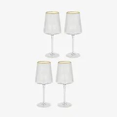 Conjunto 4 Taças de Vidro Canelado com Borda Dourada 520 ml na internet