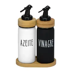 GALHETEIRO EM VIDRO DOHA PRETO E BRANCO 220 ML 3 PCS