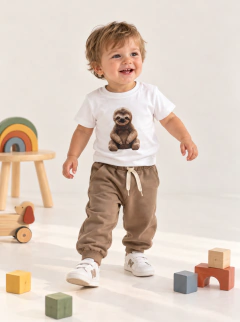 Remera Infantil de Algodón Manga Corta Oso Perezoso para bebes y niños - comprar online