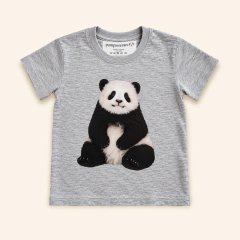 Remera Infantil de Algodón Manga Corta Oso Panda para bebes y niños