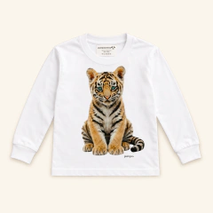 Remera infantil de algodon para bebes y niños con diseños de tiernos animales y mascotas, diseño tigre