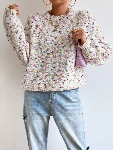 Blusa de Tricô Mesclado Colorido Feminina - loja online