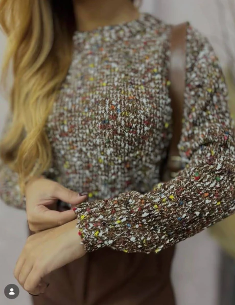 Blusa de Tricô Mesclado Colorido Feminina