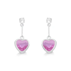 BRINCO CORAÇÃO ROSA DA BELINHA 1.1CM PRATA 925