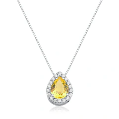 COLAR PRINCESA GOTA SAFIRA AMARELA