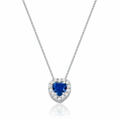 Colar Princesa Coração Azul Safira