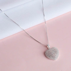 Colar Coração Grande com Zirconia