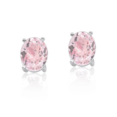 Brinco Oval Cristal Rosa
