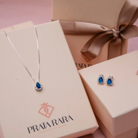 CONJUNTO GOTA 3 GARRAS AZUL SAFIRA