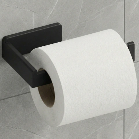 Porta Rollo Papel Higiénico Autoadhesivo 3M Mate Negro