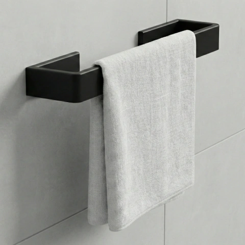 Toallero Pared Autoadhesivo 3M Minimalista Negro Blanco