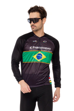 Camisa de Ciclismo Masculina Champion Brasil Manga Longa COPA 2026