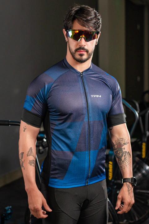 Camisa de Ciclismo Masculina- Blue Square Premium