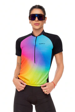 Camisa de Ciclismo Feminina Aquarela Manga Curta Way PRO