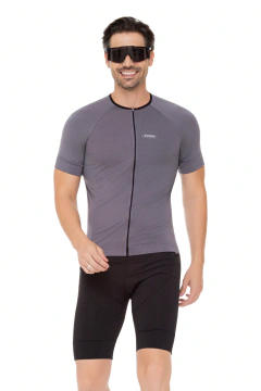 Conjunto de Ciclismo Masculino Camisa Elite Premium Cinza + Bermuda Espuma (TR4)
