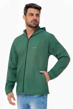 Corta Vento Masculino Casual com Bolsos e Capuz Verde TR4