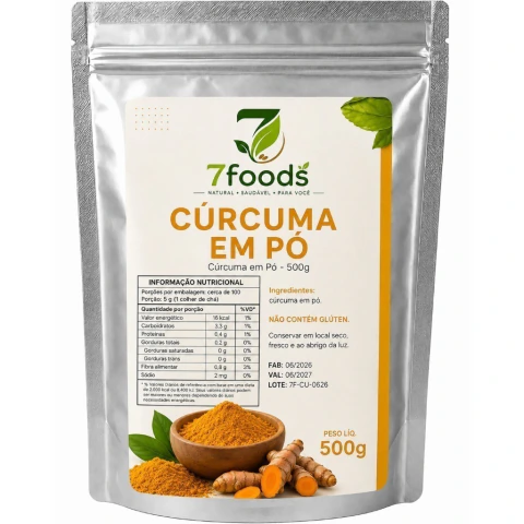 Cúrcuma Em Pó 7foods 500g - Natural E Saudável