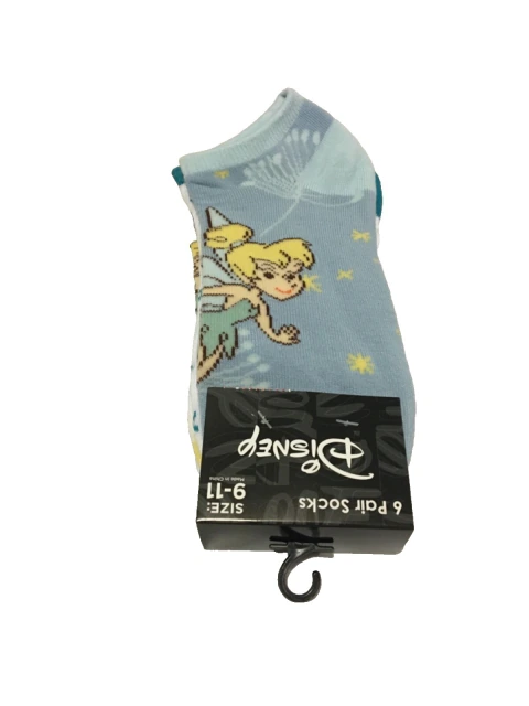 Kit com 6 pares de meia soquete da Tinker Bell / Sininho