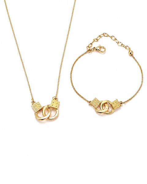 Conjunto colar e pulseira algemas