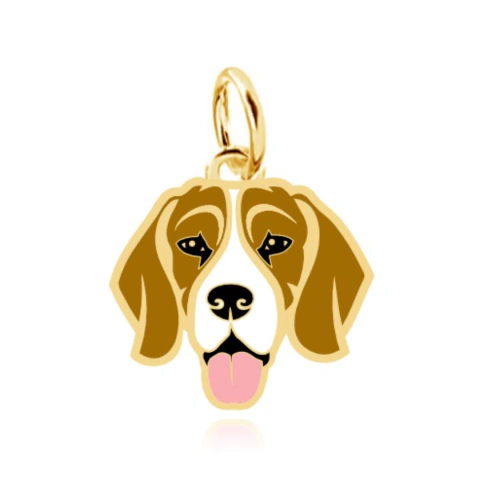 Pingente recortado e colorido de Beagle folheado em ouro 18K