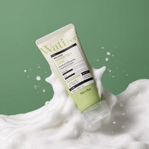 Espuma De Limpeza Cleansing Foam Wati for Skin Mild Acidic Green Tea Cica Moisture Whipping