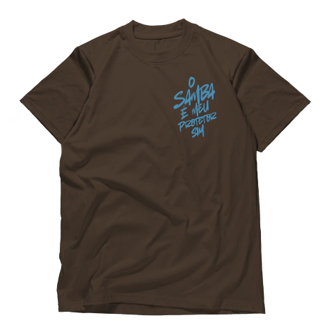 CAMISETA SAMBA É MEU PROTETOR - Marrom/Azul