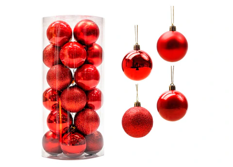 Set de 24 bolas rojas para árbol de navidad (6cm)