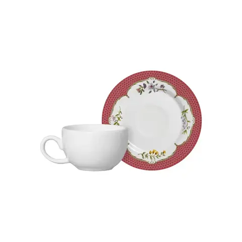 Conjunto com 6 Xícaras de Café c/ Pires Lafayette Rosa