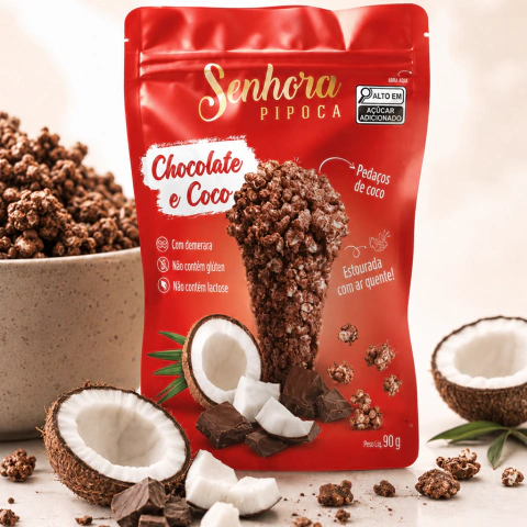 Pipoca Gourmet Chocolate & Coco 90g - Sem Óleo