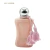 Frasco de perfume feminino Brand Collection Nº 151 em tom rosa claro com tampa prateada arredondada e cordão rosa com dois tasséis