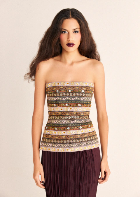 Top Fitas Floridas Em Jacquard
