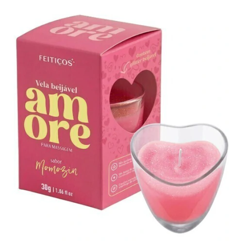 Amore Vela Beijável Com Glitter 30G (Momozin - morango com chantilly)
