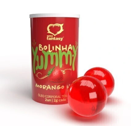 Bolinha Beijável Yummy Com 2 Unidades (Morango Hot)