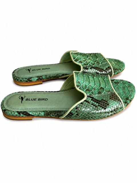 Mule Couro Blue Bird Verde