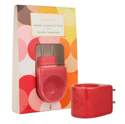 Aromatizador Elétrico Via Aroma Colors Terracota Vermelho