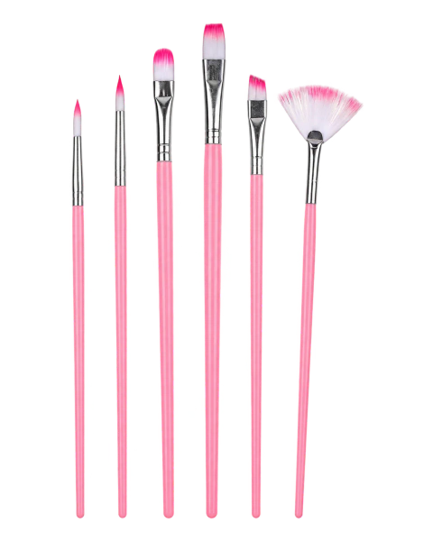 Set de 6 Pinceles Artísticos Mango Rosa
