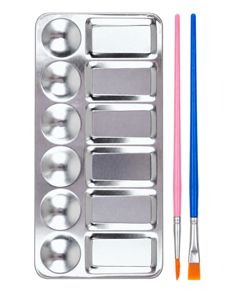Paleta Rectangular de Pintura con 12 Cavidades y 2 Pinceles