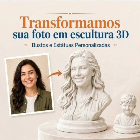Busto Personalizado 3D Realista - Com Base com Nome