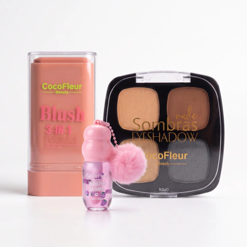 Kit Maquiagem Coco Fleur Sombra + Brilho Labial + Blush