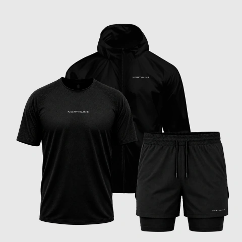 KIT 1 CAMISETA DRY FIT + 1 SHORT + 1 CORTA VENTO ''ESSENTIAL''