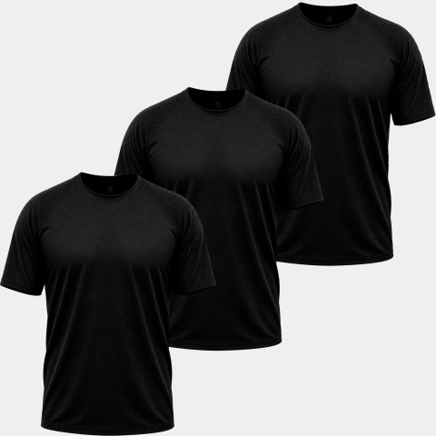 KIT 3 CAMISETAS DRY FIT ''BASIC'' PRETA