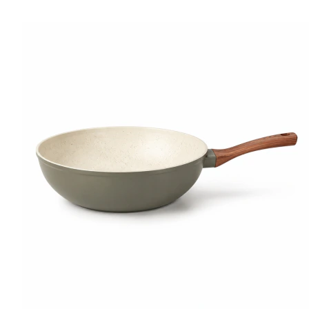 Wok Antiadherente Granito Lisboa 28 cm – Mango Símil Madera