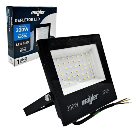 Refletor Holofote Led 200w Prova Dágua Branca Fria 6500k