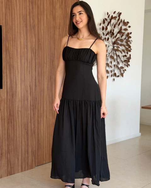Vestido chiffon preto