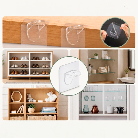 soporte adhesivo resistente para colocar estantes sin agujeros