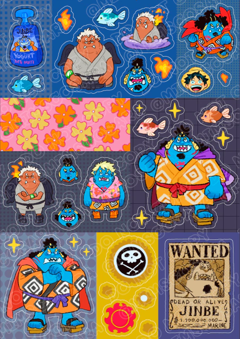 Cartela de Adesivo A5 Jinbe- One Piece